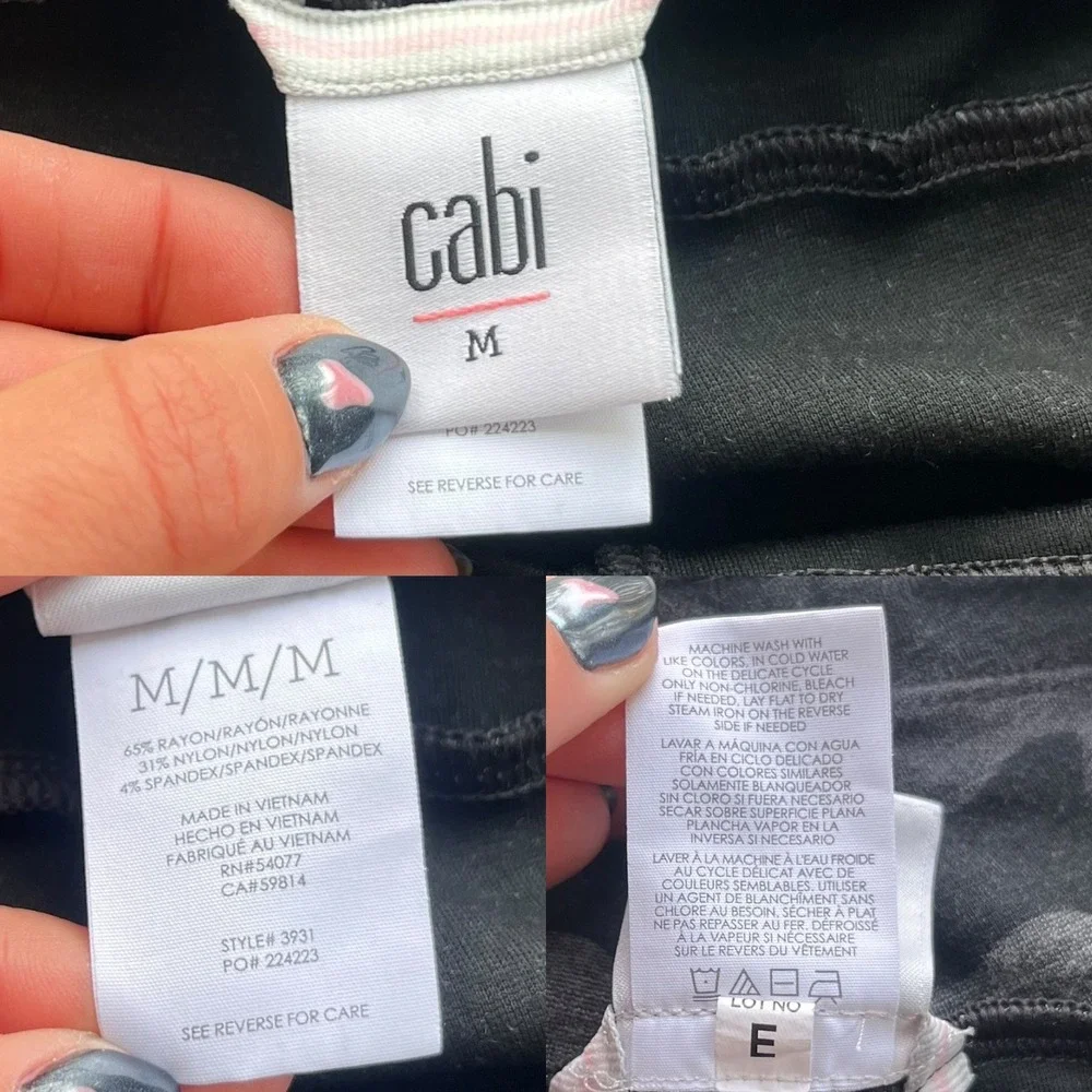 Cabi Women M Black Gray Camo Print Highrise Side Pocket Stretch ATC Legging 3931